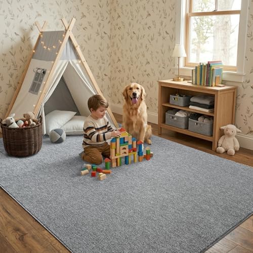6x9 Large Grey Area Rug Washable Non-Slip Soft Thin for Living Room Bedroom - Image 3