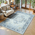 Lofus 3x5 Light Blue Rugs for Bedroom Living Room, Vintage Boho Carpet by Lofus