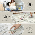 8x10 Area Rugs for Living Room: Washable Abstract Grey Brown Bedroom Carpet - Image 4