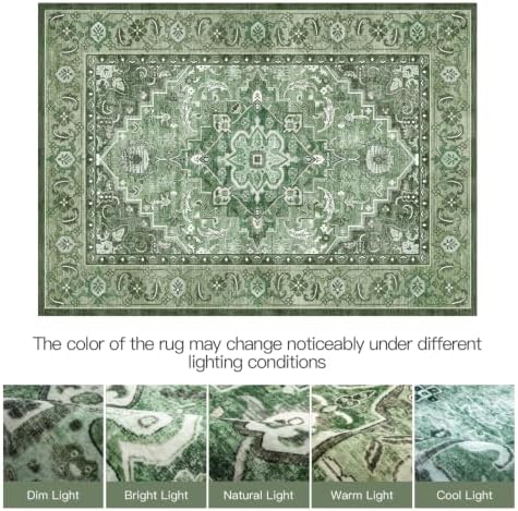Lofus 5x7 Area Rugs for Living Room Bedroom, Boho Carpet Floral Sage Green - Image 6