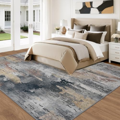 RELEANY Washable 6'x9' Abstract Area Rug for Living Room Ash Brown - Image 3