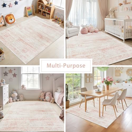 Pink Washable Rugs 4x6 Area Rugs for Living Room,Bedroom,Kids Room,Nursery - Image 7