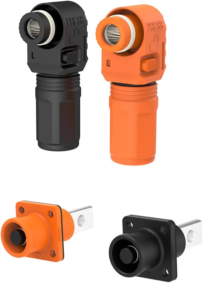1 Set Battery Energy Storage Connector, 120A 25mm² High Current Connectors Quick Plug Terminal Black Right Angle Plug and Socket IP67 Waterproof Power Adapter (120A, Black)