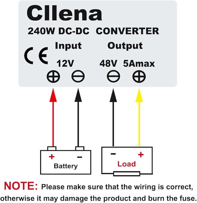 Cllena DC/DC 12V to 48V Boost Converter 5A 240W Step Up Voltage Regulator Module Car Power Supply Voltage Transformer (Input 10V-16V)