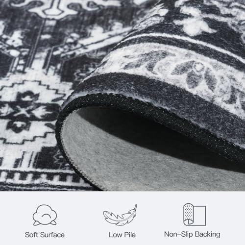 5x7 Area Rugs for Living Room Bedroom, Black Washable Non-Slip Carpet - Image 7