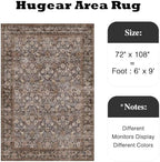 HUGEAR 6x9 Brown Blue Vintage Floral Washable Area Rug for Living Room - Image 2