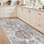 Washable 3x7 Hallway Runner Rug: Vintage 7ft Water-Resistant Soft Runner Rug for Entryway Kitchen Non-Slip Low Pile Carpet for Living Room Bedroom Thin Floor Mat for Bathroom Dining Room(3x7,Brick) - Image 4