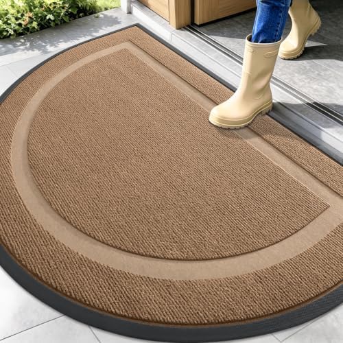 OLANLY Half Circle Front Door Mat Outside 47x32 All-Season Rubber Doormat by OLANLY