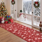 2x10 Christmas Runner Rug for Hallway,Washable Kitchen Rugs,Red - Image 4