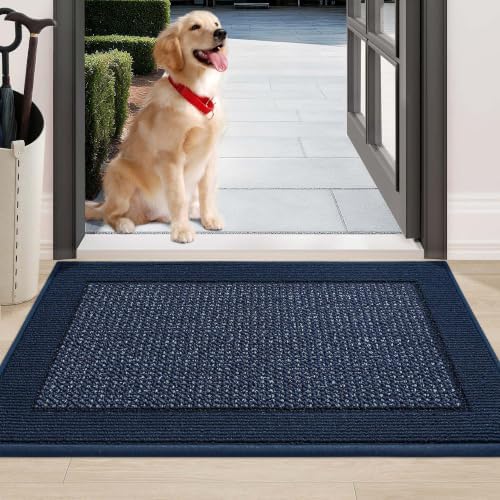 BEQHAUSE Indoor Door Mat 24" x 36", Dirt Trapper Door Mats, Blue by BEQHAUSE