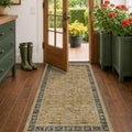 Hazo Haus Washable 3x6 Large Mudroom Area Rug, Bohemian Kitchen Floor Rug, Non-Slip & Stain Resistant, Vintage Rustic Brown and Charcoal Olive Farmhouse Floral Décor by HazoHaus