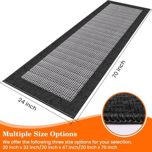 StepRite Kitchen Rugs, Kitchen Mats for Floor, 70"x24" Non-Slip Machine-Washable Kitchen Throw Rug, Absorbent Runner Rugs Office, Sink Standing Desk Mat, Decor Carpet, Black - Image 2