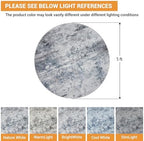 Aelenmu Round Rug 5ft Washable Rug for Dining Room Living Room Blue Grey - Image 2
