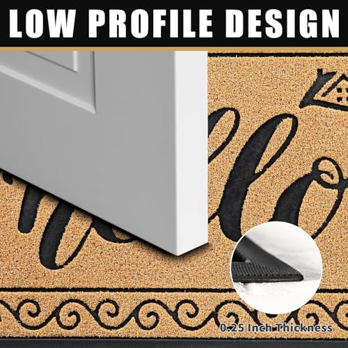 Yimobra Welcome Mats for Front Door 29.5x17, Heavy Duty Waterproof Outdoor Door Mat Outside Entrance, Non-Slip Low Profile Indoor Entryway Mat for Garage Patio, Yellow - Image 4