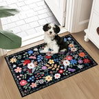 PLHXFR 2x3 Small Entryway Rug: Floral Washable Indoor Soft Carpet Black - Image 2