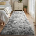 2x10 Tie-dye Grey Fluffy Soft Runner Rug Non-Slip for Bedroom Dorm Hallway by ModernHomeDecor