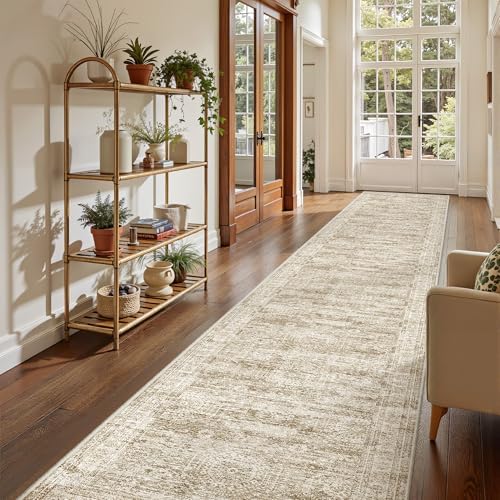 2'6 x 14' Runner Rug Non Slip,Washable Kitchen Rugs,Brown by Restydon