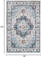 Madane 8x10 Area Rugs for Living Room, Non-Slip Vintage Washable Rug, Blue - Image 2