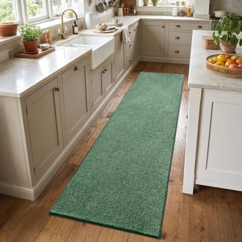 2x6 Green/White Runner Rug Washable Non-Slip for Kitchen Hallway Bathroom by Unknown