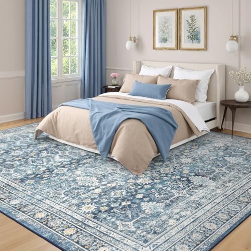 9x12 Area Rugs for Living Room, Blue Washable Non-Slip Large Carpet - Image 2
