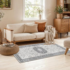 Washable 2x4 Kitchen Sink Rugs: Washable Non-Slip Hardwood Floor Mat for Stove Soft Stain Resistant Carpet Boho Home Decor for High Traffic Area Low-Pile Area Rug for Entryway Foyer(2x4,Grey) - Image 2