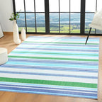 Area Rug 4x6 Blue Rug Washable Rugs Non Slip Low Pile Small Carpet for Entryway, Bedroom, Kitchen, Classroom, Kids Room, Office, Dorm, Dining Room by OmpaaHomeDecor