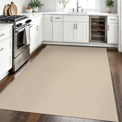 EARTHALL Washable Area Rug, Non Slip Living Room Rug, 5x7 Ft, Sand/Beige - Image 5