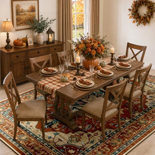 RELEANY Washable Area Rug, 8'x10', Red/Orange/Blue/Brown - Image 3