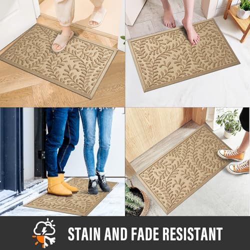 HIYARD Front Door Mat, Absorbent Dirt Trapping Welcome Door Mat Indoor Outdoor, Non Slip Entry Mat, Indoor Outdoor Door Mats, Fade Resistant, Low Profile Doormat for Entryway, 36×24, Beige - Image 4