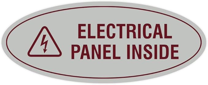 Signs ByLITA Oval Electrical Panel Inside Sign (Light Grey/Burgundy) - Medium