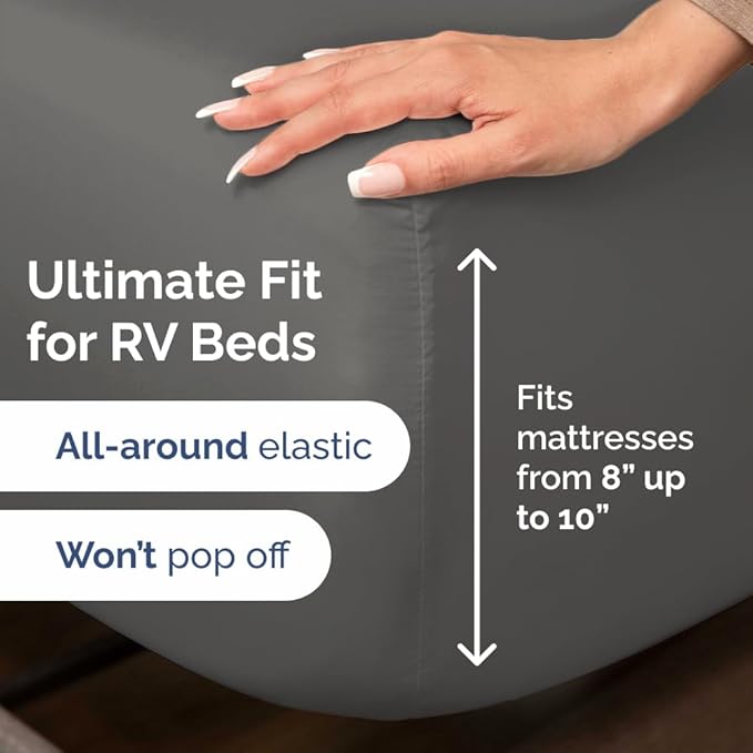 RV Short Queen Sheet Set 60 X 75 - 4 Piece RV Short Queen Bed Sheets - Soft, Breathable and Cooling - Designed for Bunks, Trailers & Campers - Fits 8” to 12" Mattress - Hotel Luxury Bedding - Charcoal