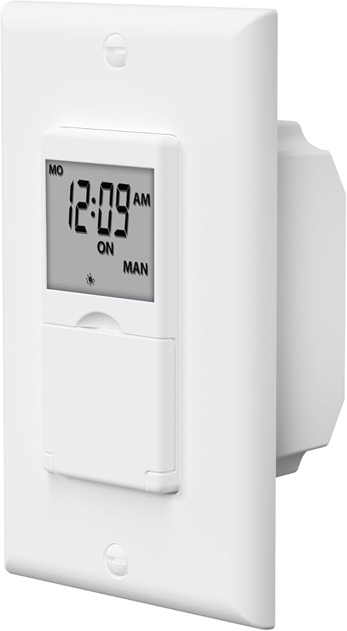 BN-LINK 7 Day Programmable in-Wall Timer Switch for Lights, Digital Light Switch Timer Indoor, Single Pole and 3 Way (Compatible with SPDT) Both Use, Neutral Wire Required, No Backlight, ETL Listed