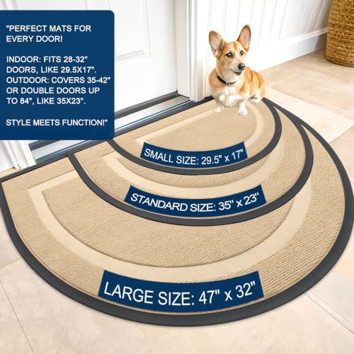 OLANLY Half Circle Front Door Mat Outside 47x23 All-Season Rubber Doormat - Image 2