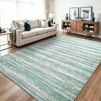 Chicrug 4x6 Green Washable Striped Abstract Area Rug Bedroom Living Room by ChicrugHomeDecor