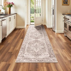 Lofus 2x8 Runner Rug for Hallways, Washable Kitchen Rugs, Non-Slip Rugs for Entryway and Bedroom, Vintage Boho Carpet, Soft Low Pile Long Runner Area Rug, Vintage Beige Brown by Lofus