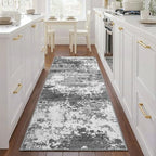 Grey 2x5 Washable Entryway Runner Rug Non Slip for Hallways Kitchen, Bathroom Rug Runners with Rubber Backing 5ft Long Carpet for Laundry Room, Low Pile Stain & Fade Resistant, Abstract Gray - Image 2