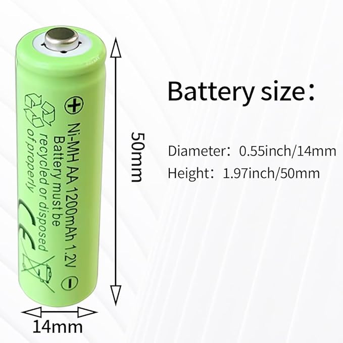 Rechargeable AA Batteries,1200 mAh, NiMH, Recharge up to 1000x Times, Pre-Charged 12-Count