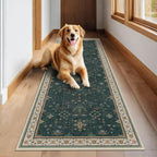 Hazo Haus Dark Green 2x8 Non Slip Kitchen Runner Rugs - Modern Vintage Boho Eclectic Floral Pattern, Washable Low Pile Non-Slip 8ft Long Runner Rugs for Hallway, Entrance - Image 6