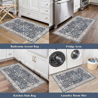 Kitchen Mats Set of 2 Washable Non-Slip – Soft Low Pile Boho Decorative Runner Rugs for Kitchen Floor, Sink & Stove, Kitchen Decor (Blue, 2x3+2x4) - Image 4