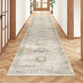 Rug Runners for Hallways Non Slip - 2x8 Runner Rug for Bedroom, Washable Runner with Rubber Backing, Soft Low-Pile Carpet for Kitchen, Laundry, Bathroom (2'x8', Grey/Yellow) by Restydon