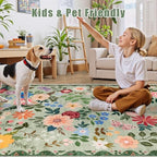 PLHXFR 2x5 Washable Runner Rug：Floral Indoor Kitchen Soft Carpet Green - Image 6