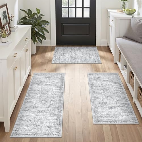 Kitchen Rugs Sets of 3, 2x3 2x4 2x5 Rug Runner,Grey - Image 4