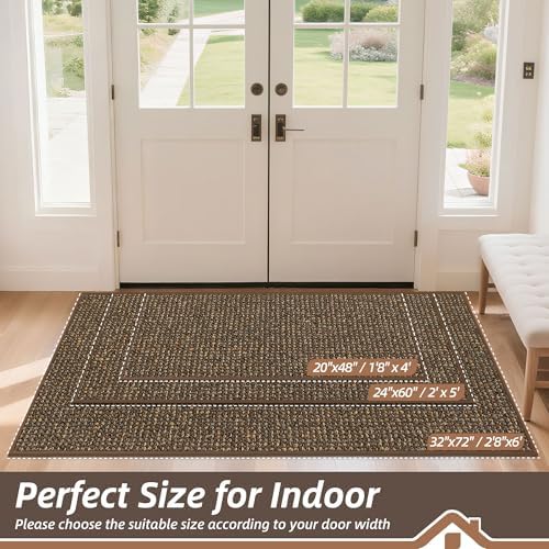 BEQHAUSE Dirt Trapper Door Mat 20" x 48", Non-Slip Washable Doormats, Brown - Image 2