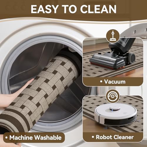 Kitchen Rugs Set of 2, Kitchen Mats for Floor,17x30+17x47 Brown - Image 4