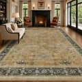 Hazo Haus Vintage Boho 8x12 for Living Room - Machine Washable Rugs for Bedroom, Rustic Brown and Charcoal Olive Dining Room Rugs for Under Table, Low Pile Non-Slip Rubber Backing & Stain Resistant by HazoHaus