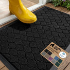 GORILLA GRIP WeatherMAX Door Mat, Indoor Outdoor, 29x17, Black Quatrefoil by GorillaGrip