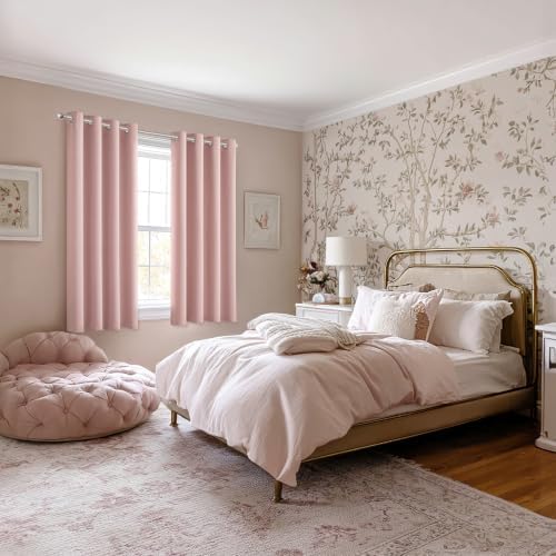 MIULEE Blackout Curtains for Bedroom 2 Panels 50 x 63 Inch Long Pink - Image 6