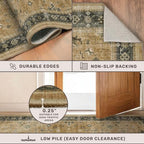 Washable 8x10 Living Room Rug, Oriental Large Area Rug for Dining Room Under Table, Rustic Brown and Charcoal Olive Low Pile Bedroom Carpet, Non-Slip Stain Resistant Indoor Door Mat - Image 5