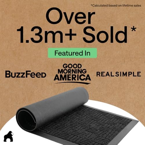 GORILLA GRIP WeatherMAX Door Mat, Indoor Outdoor Use, 35x23, Black Maze - Image 4