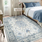 RELEANY Washable Area Rug, 5'x8', Blue/White/Gray - Image 2